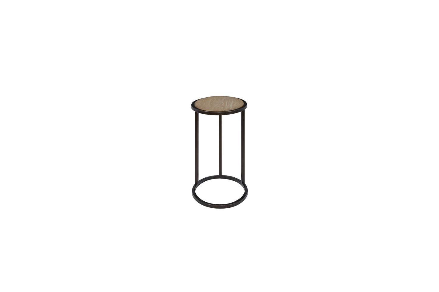 Toffee Wood Top Metal Chairside Table