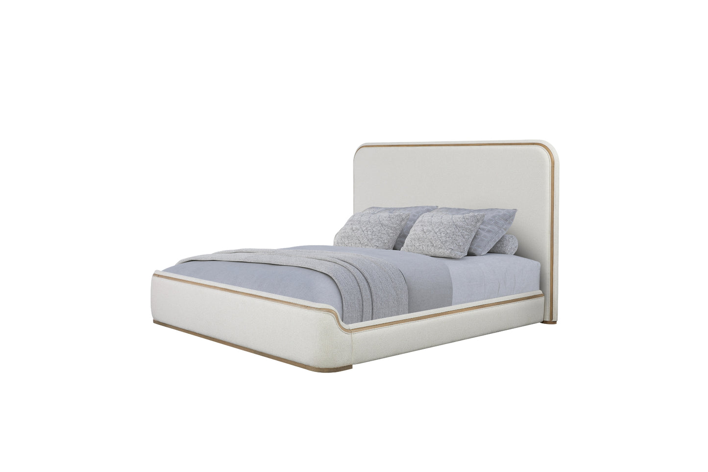 Toffee and White Sand Upholstered Bed