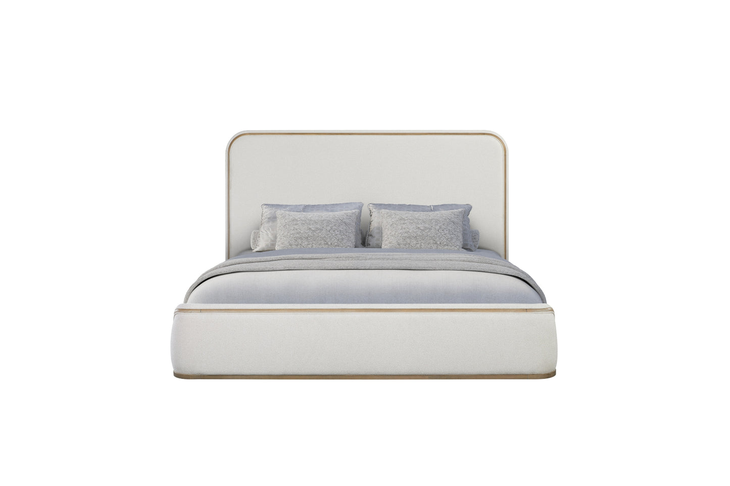 Toffee and White Sand Upholstered Bed