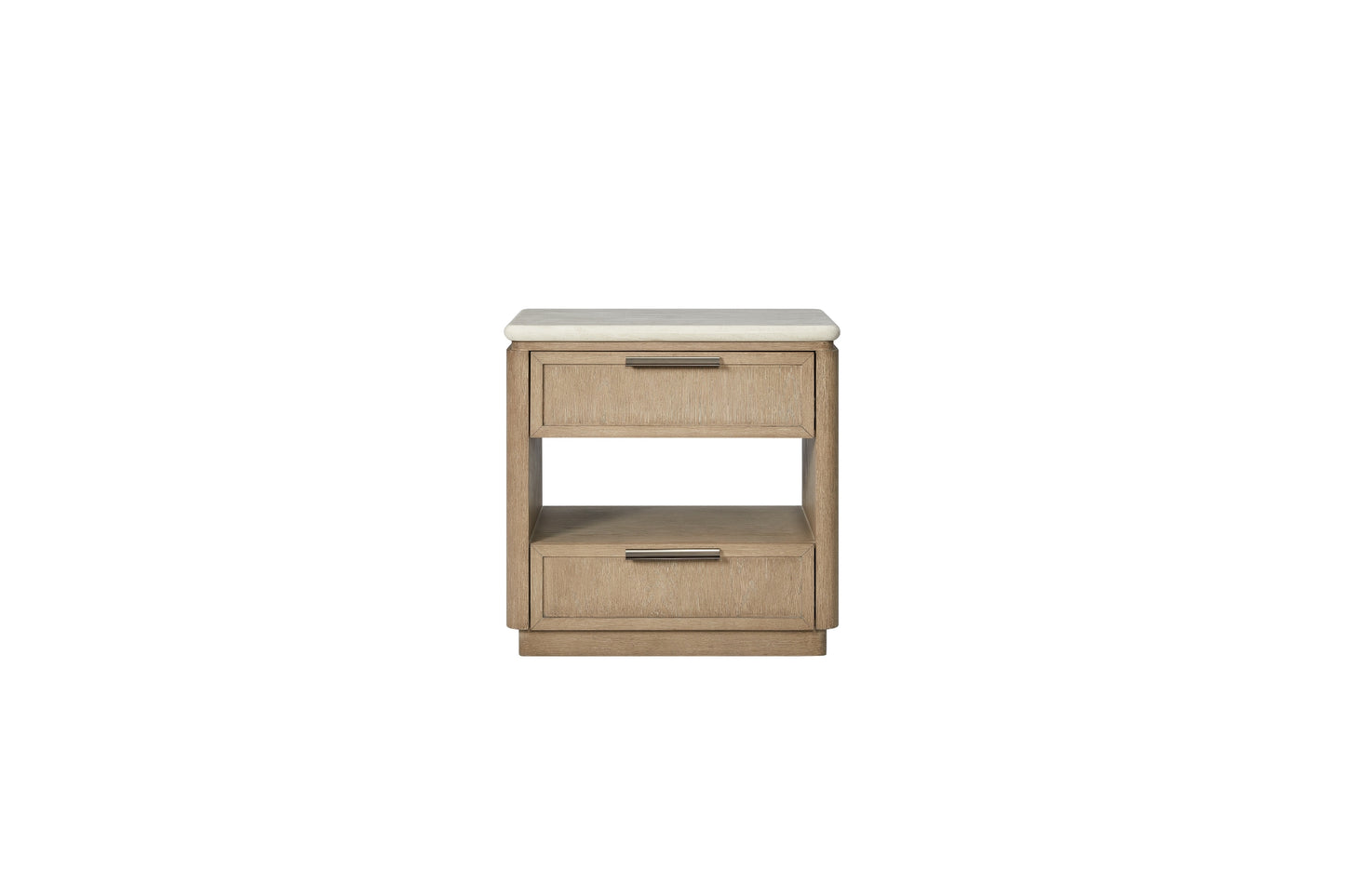 Toffee 2-Drawer Nightstand with Oak Veneer Drawer Fronts