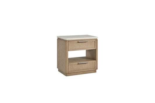 Toffee 2-Drawer Nightstand with Oak Veneer Drawer Fronts